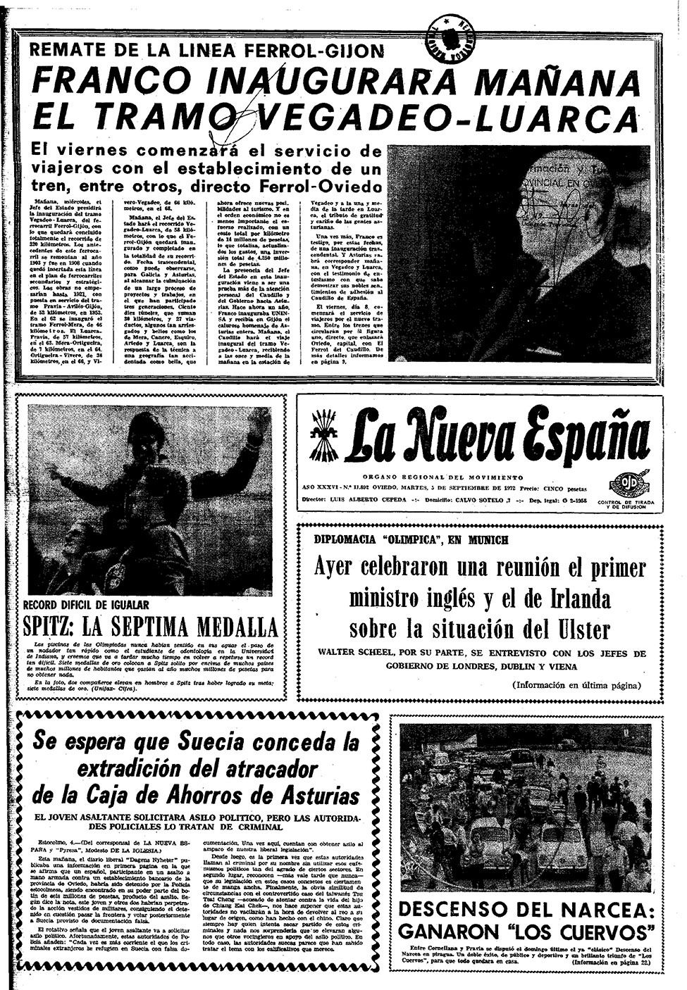 Portada del Martes, 5 de Septiembre de 1972