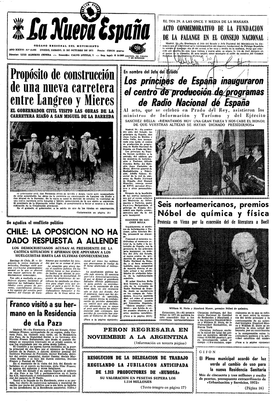 Portada del Sábado, 21 de Octubre de 1972