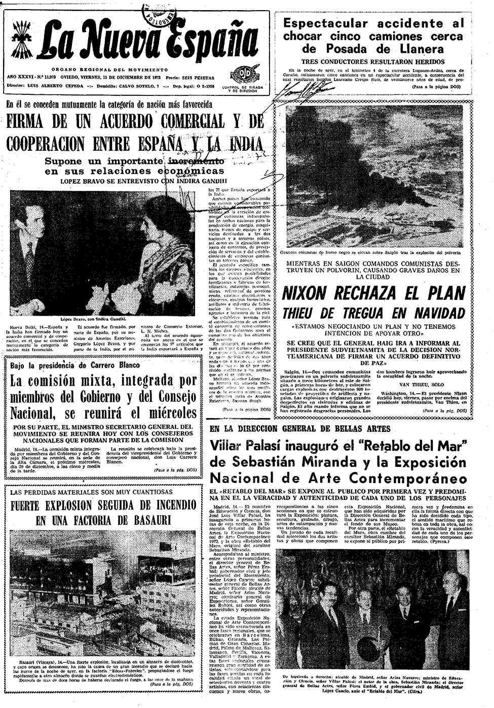 Portada del Viernes, 15 de Diciembre de 1972