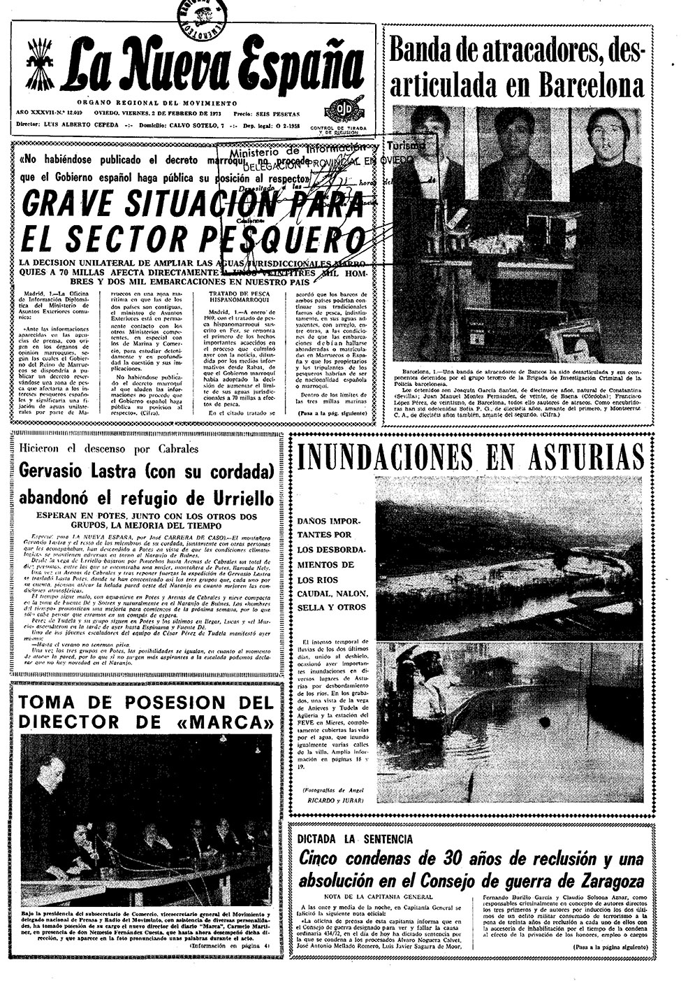 Portada del Viernes, 2 de Febrero de 1973