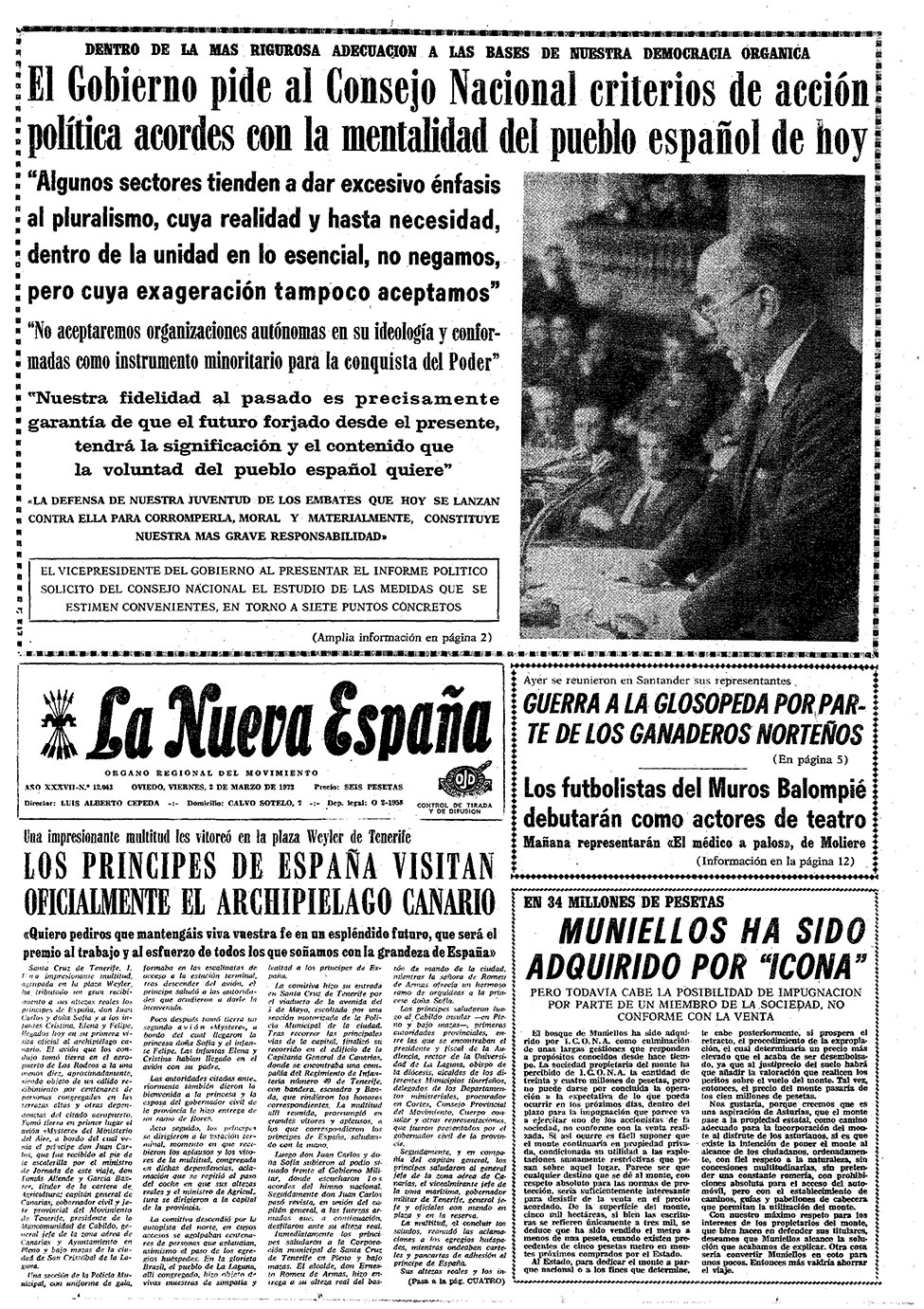 Portada del Viernes, 2 de Marzo de 1973