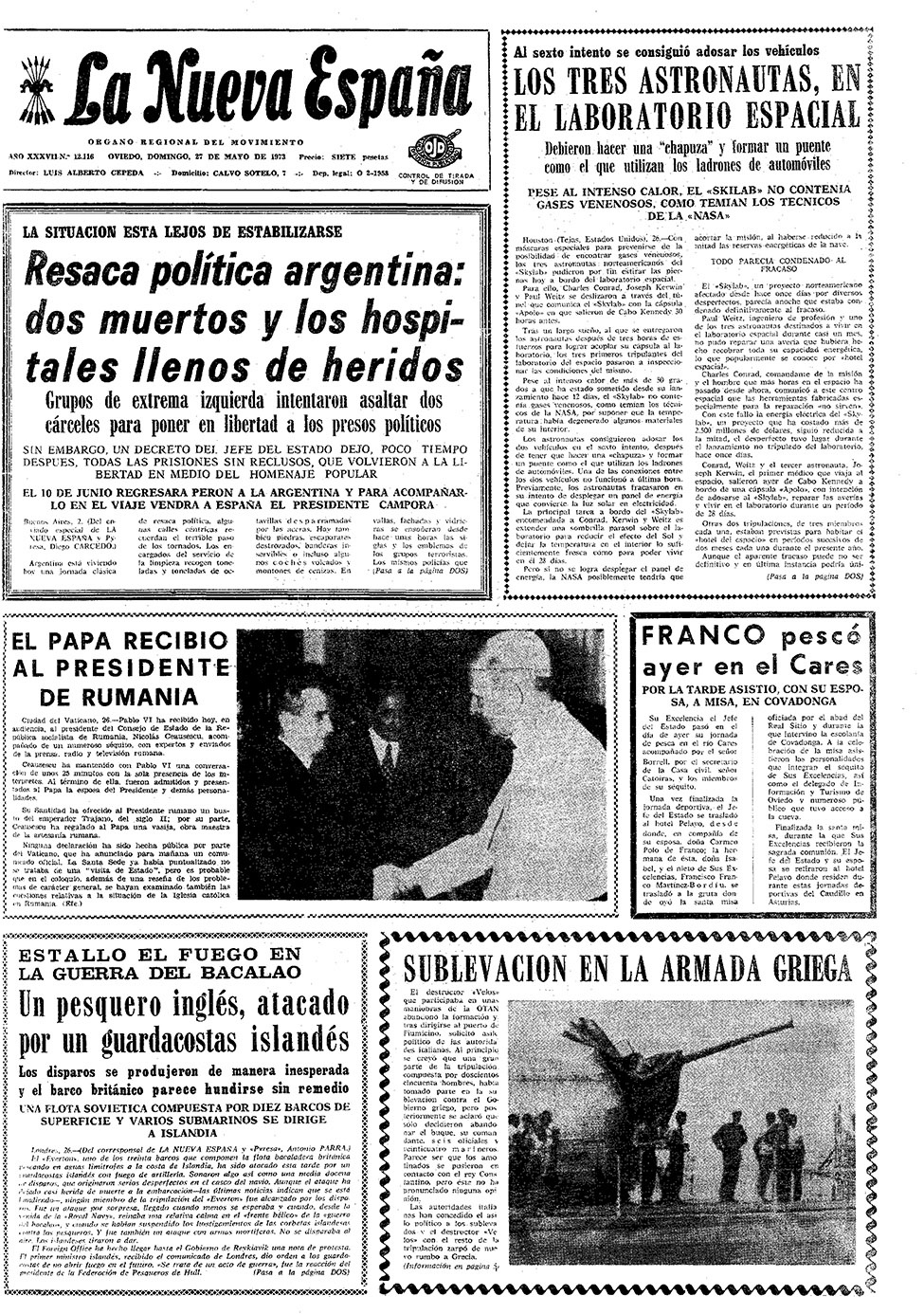 Portada del Domingo, 27 de Mayo de 1973