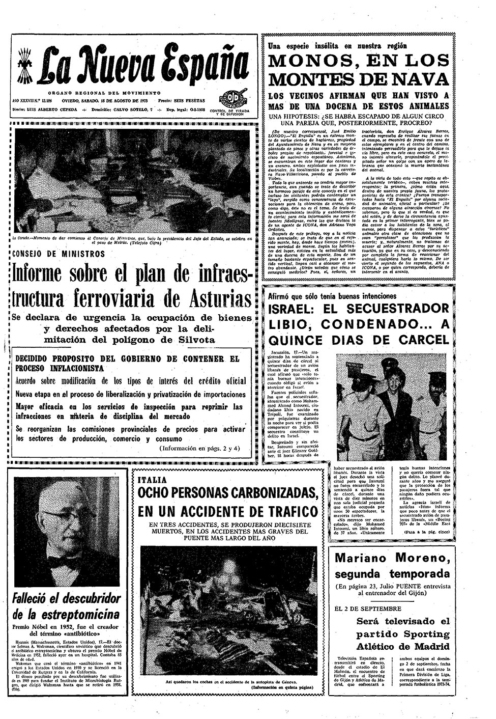Portada del Sábado, 18 de Agosto de 1973