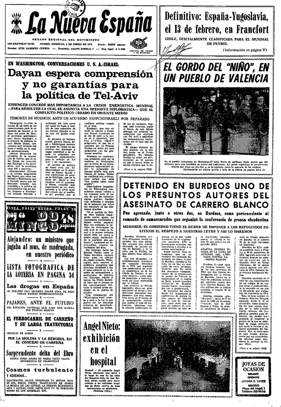 Portada del Domingo, 6 de Enero de 1974
