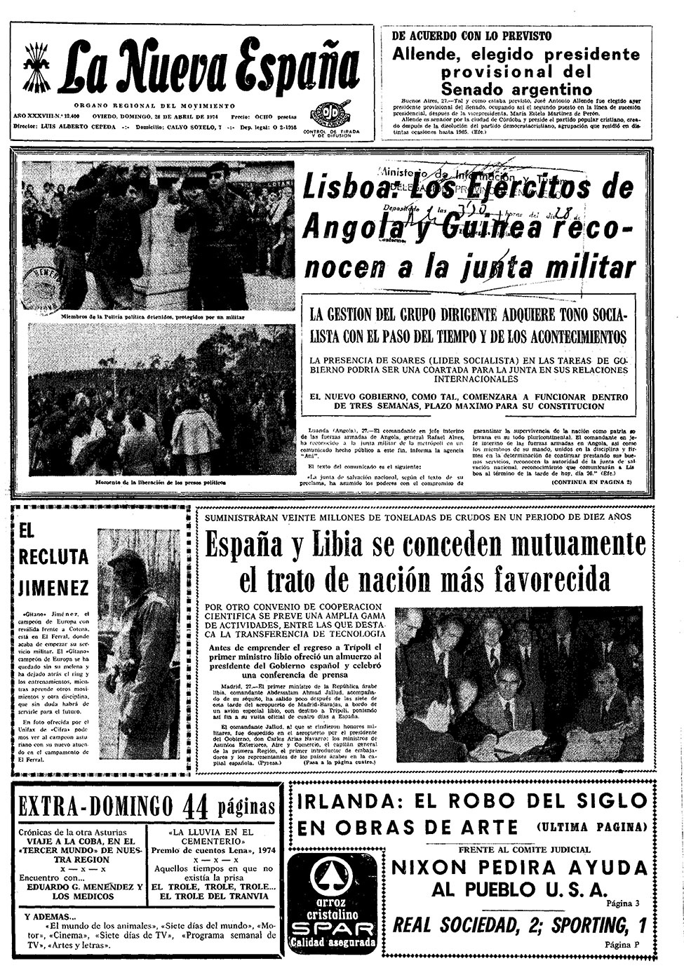 Portada del Domingo, 28 de Abril de 1974