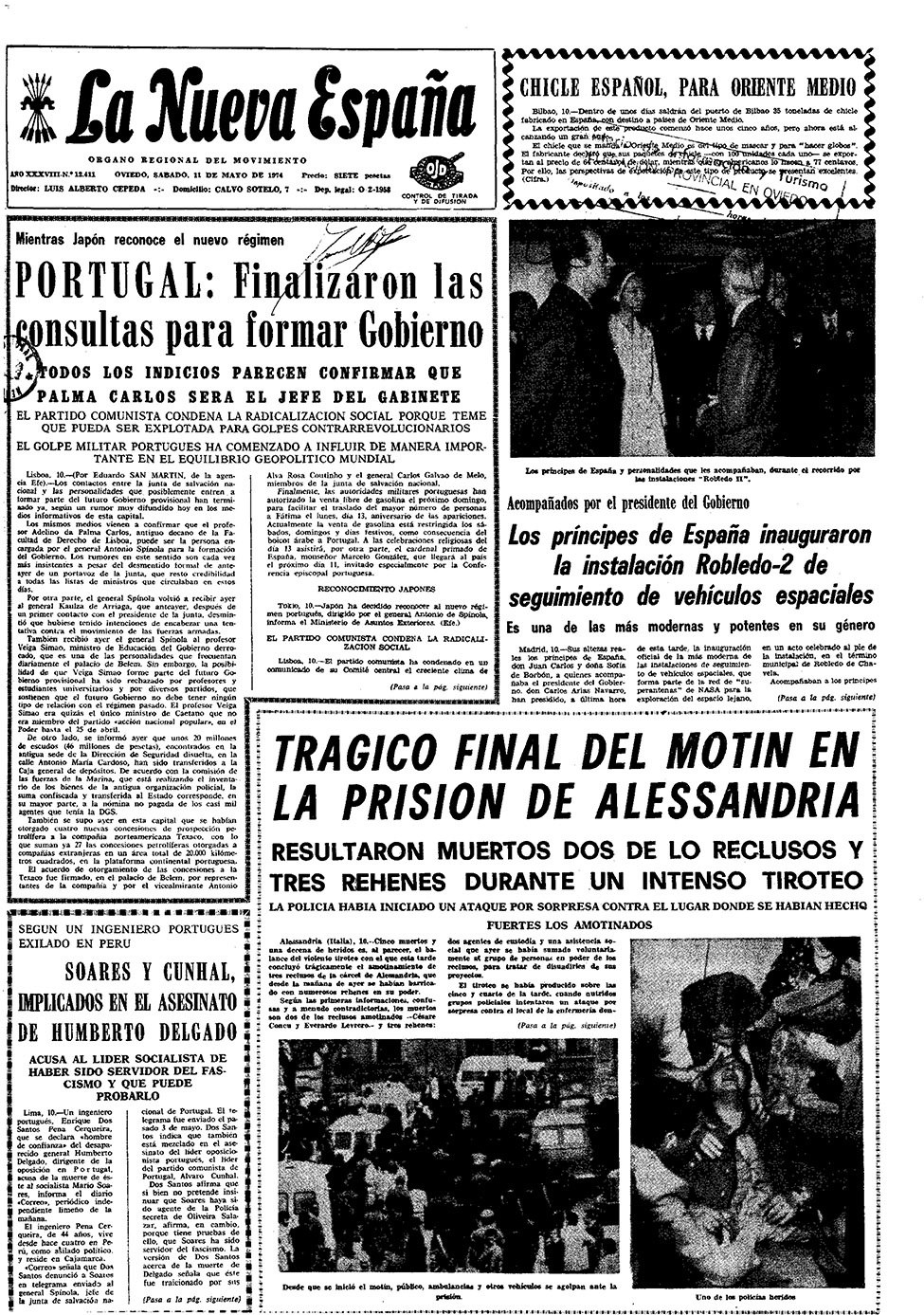 Portada del Sábado, 11 de Mayo de 1974