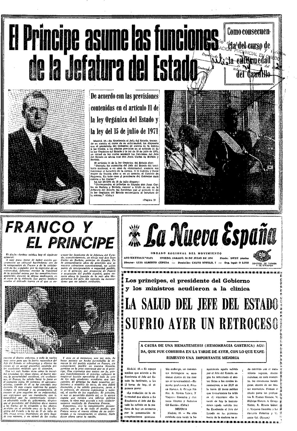 Portada del Sábado, 20 de Julio de 1974