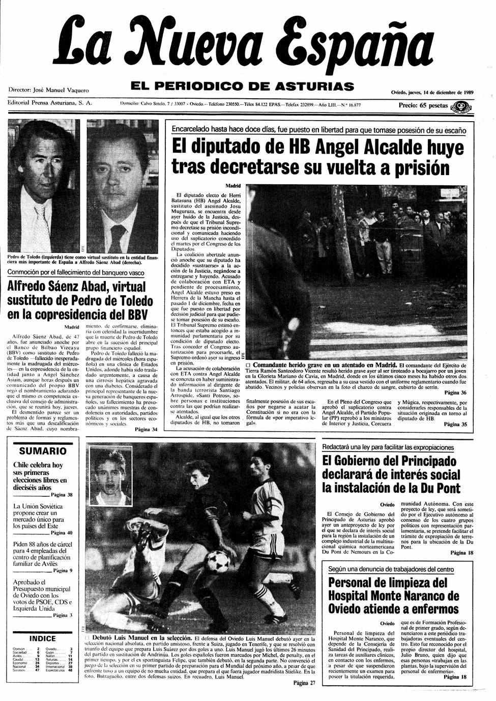 Portada del Jueves, 14 de Diciembre de 1989