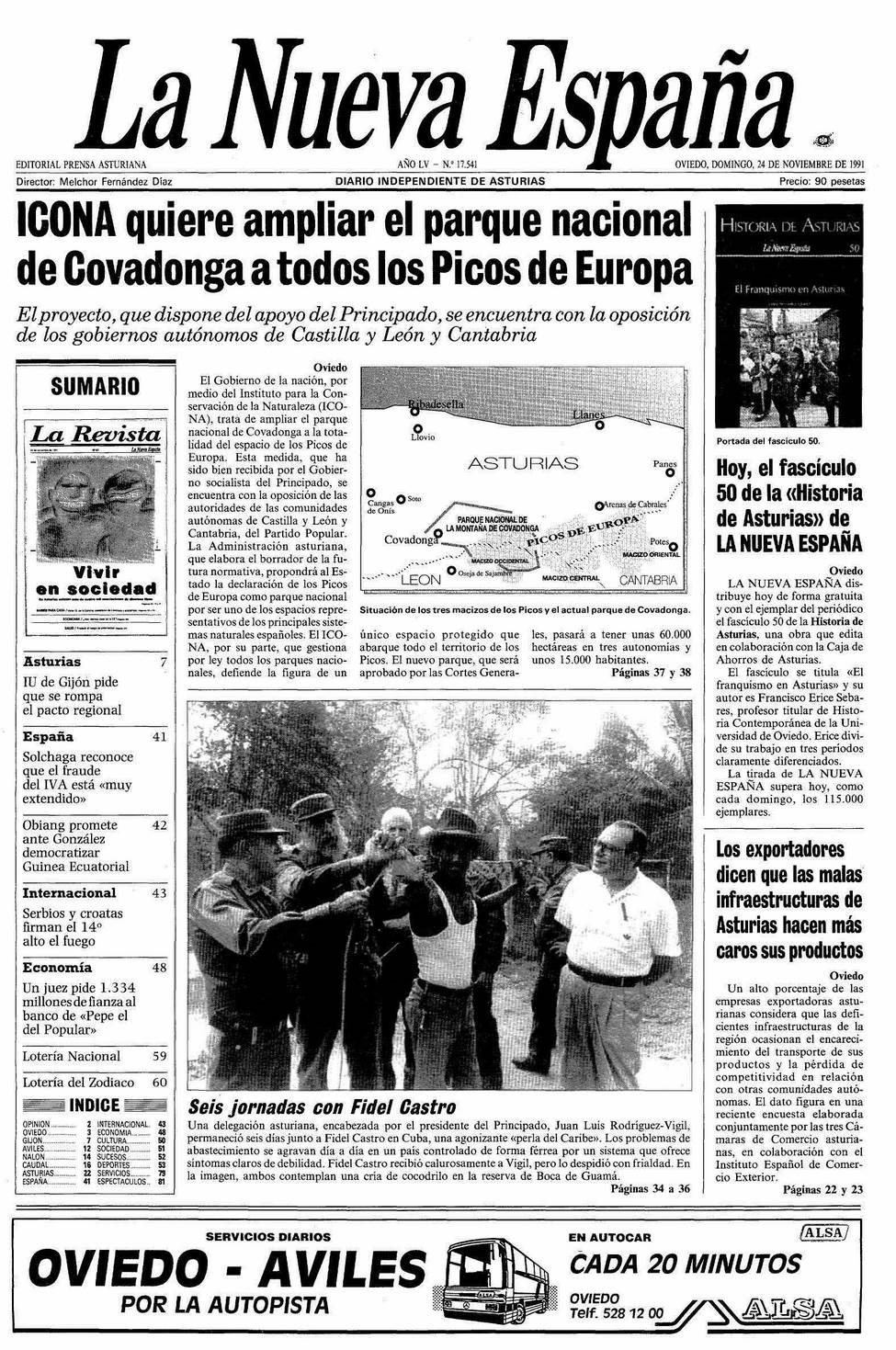 Portada del Domingo, 24 de Noviembre de 1991