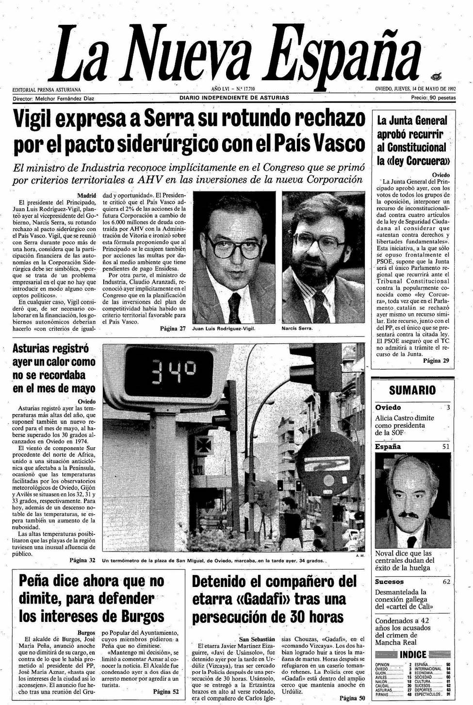 Portada del Jueves, 14 de Mayo de 1992