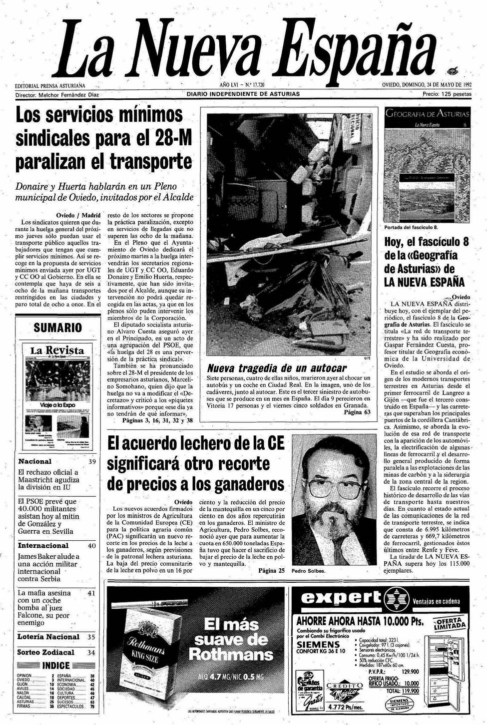 Portada del Domingo, 24 de Mayo de 1992