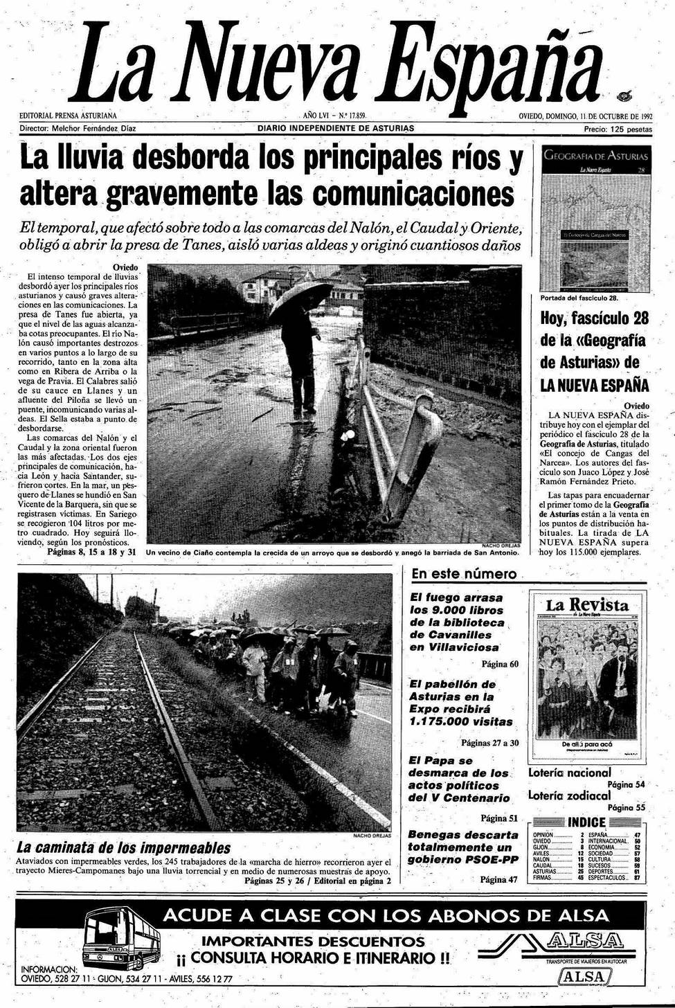 Portada del Domingo, 11 de Octubre de 1992