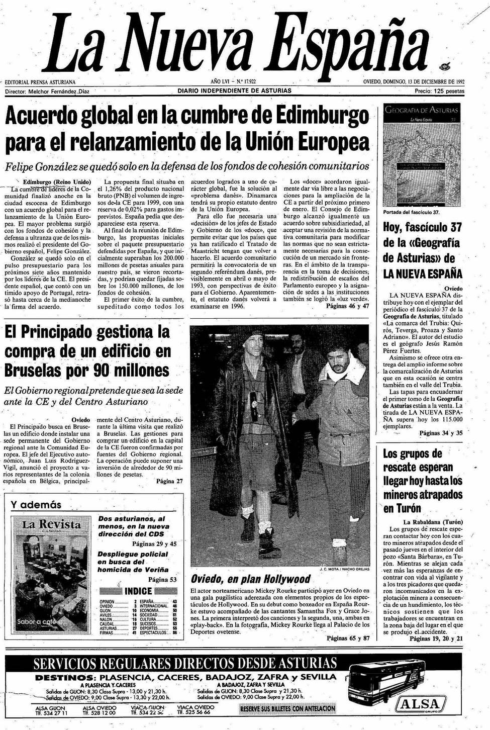 Portada del Domingo, 13 de Diciembre de 1992