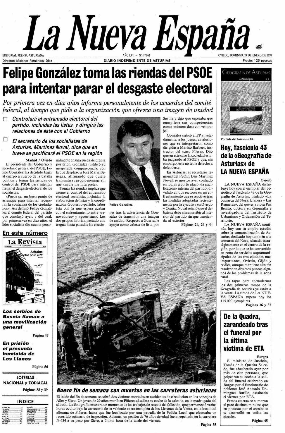 Portada del Domingo, 24 de Enero de 1993