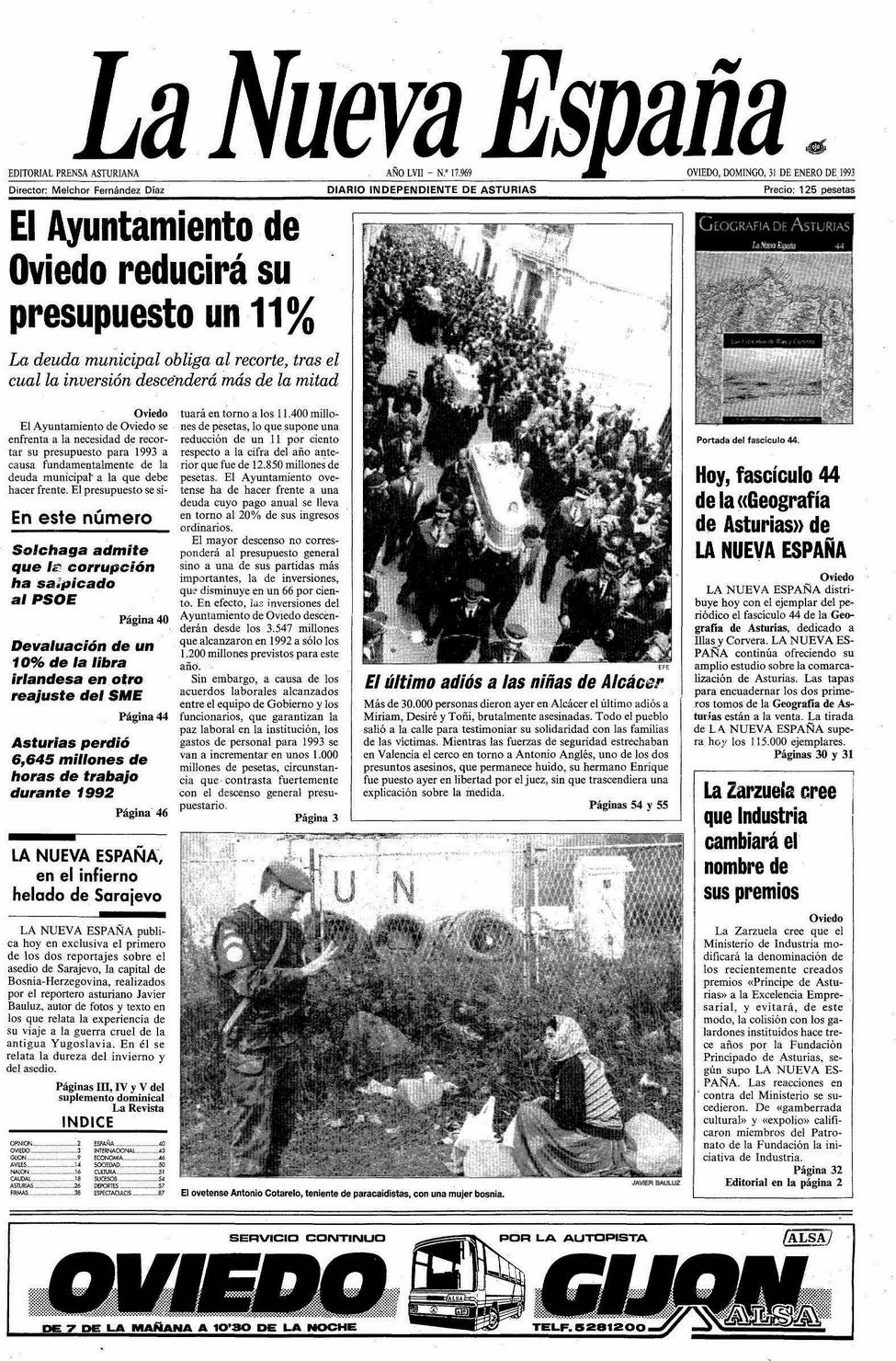 Portada del Domingo, 31 de Enero de 1993