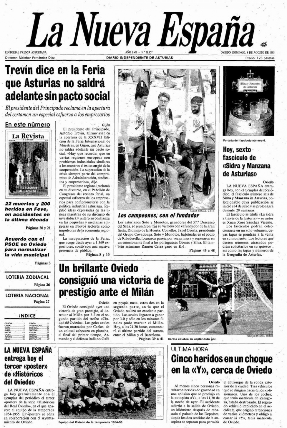 Portada del Domingo, 8 de Agosto de 1993
