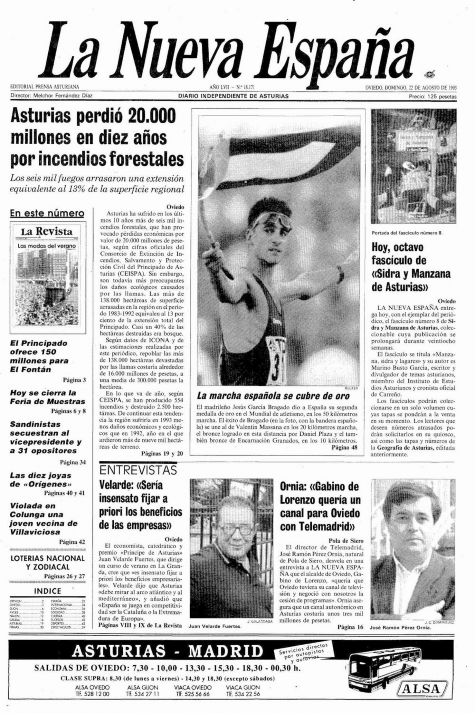 Portada del Domingo, 22 de Agosto de 1993