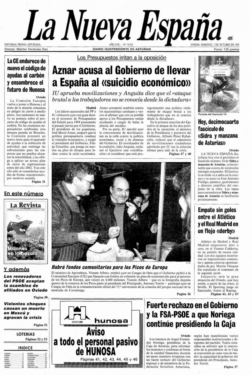 Portada del Domingo, 3 de Octubre de 1993