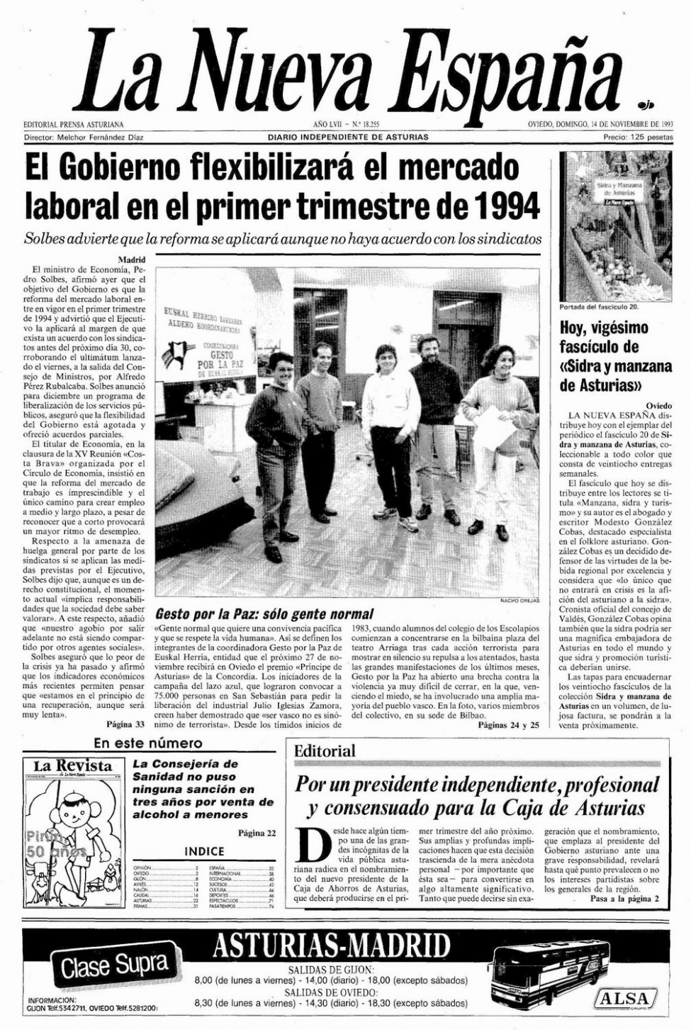 Portada del Domingo, 14 de Noviembre de 1993