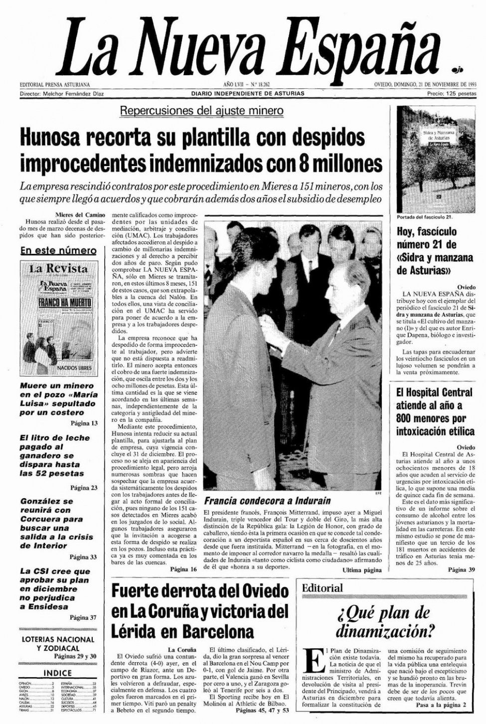 Portada del Domingo, 21 de Noviembre de 1993
