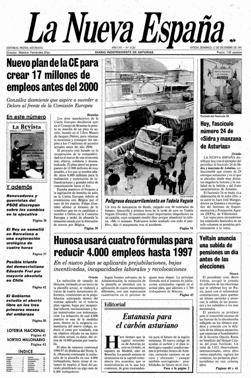 Portada del Domingo, 12 de Diciembre de 1993