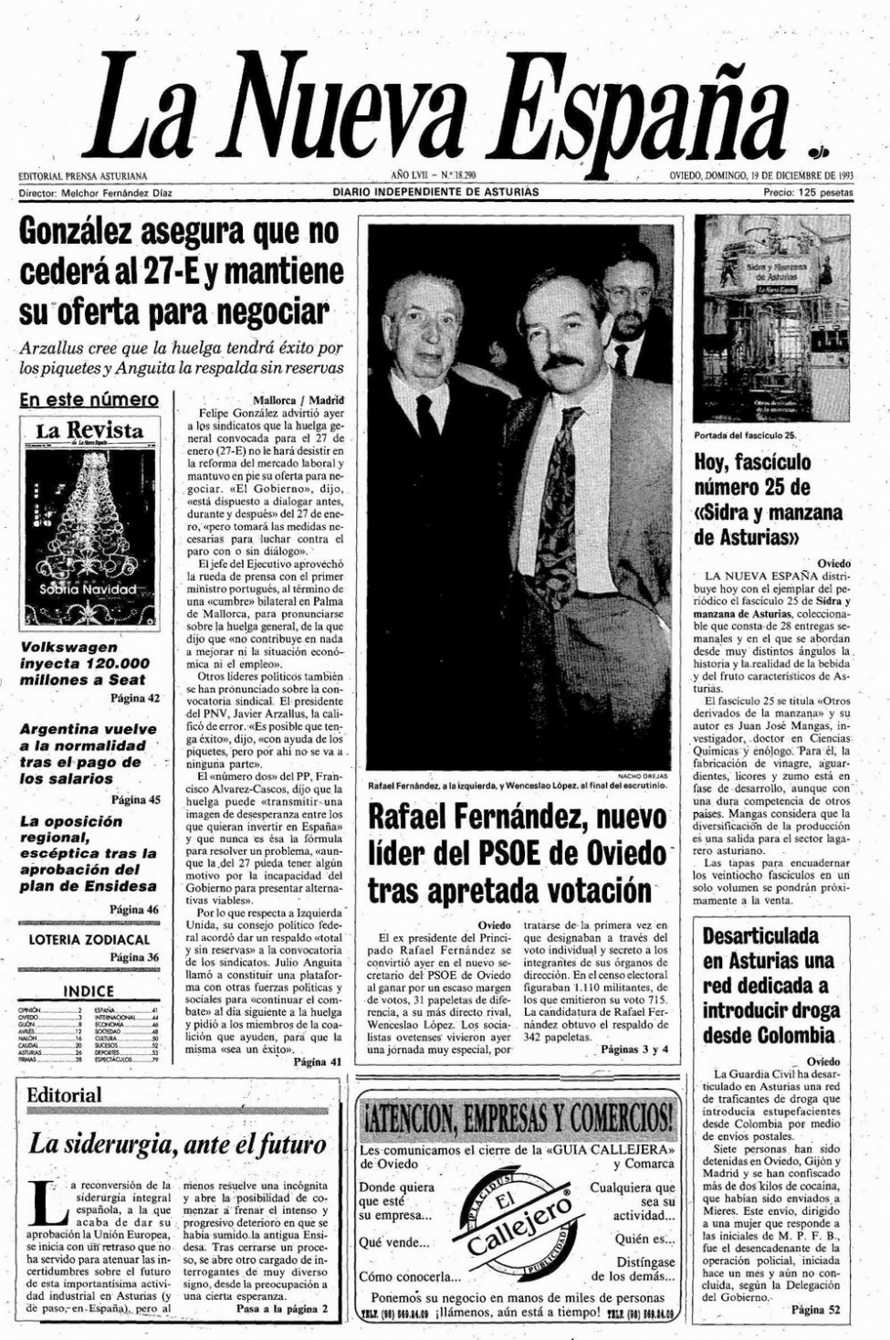 Portada del Domingo, 19 de Diciembre de 1993