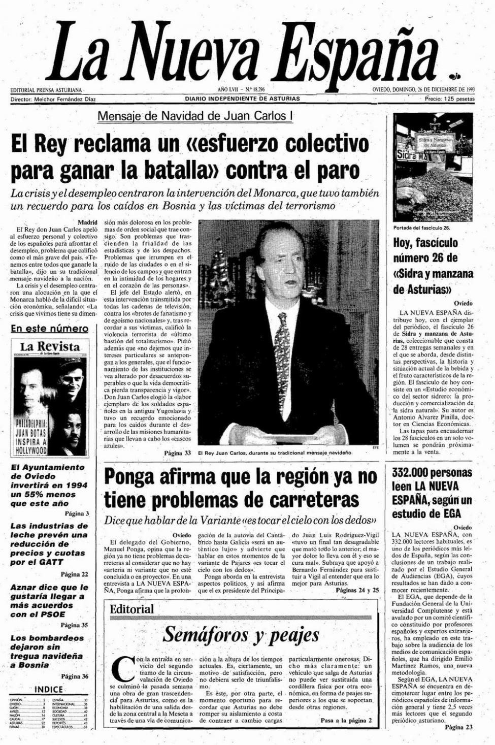 Portada del Domingo, 26 de Diciembre de 1993