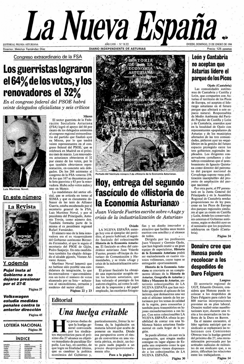 Portada del Domingo, 23 de Enero de 1994
