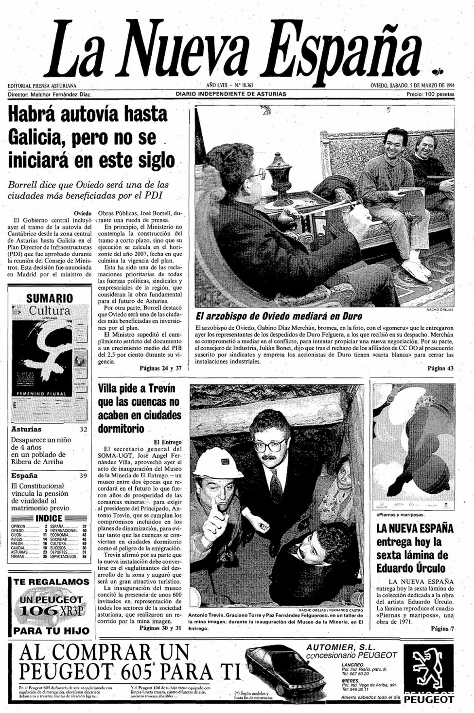 Portada del Sábado, 5 de Marzo de 1994