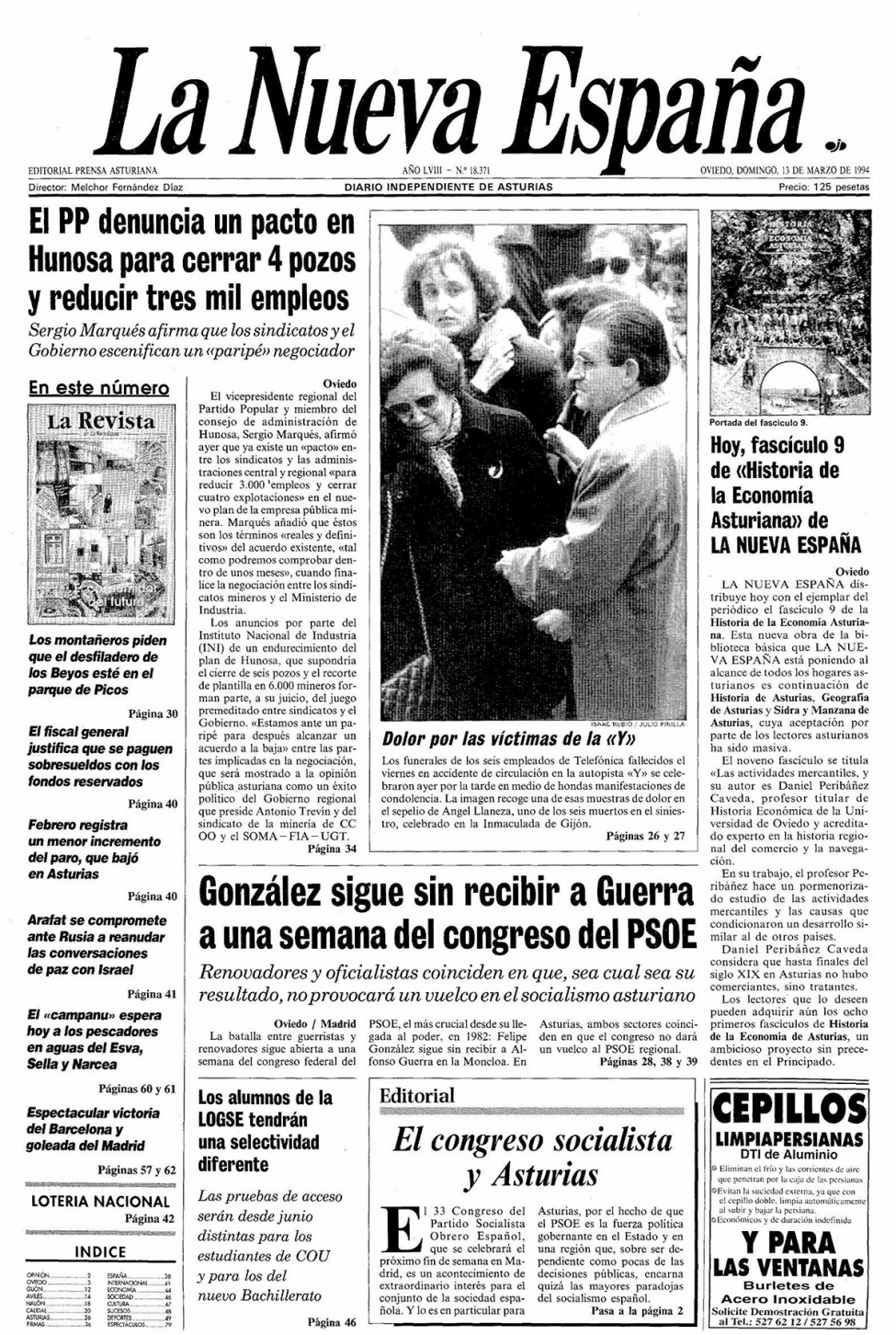 Portada del Domingo, 13 de Marzo de 1994