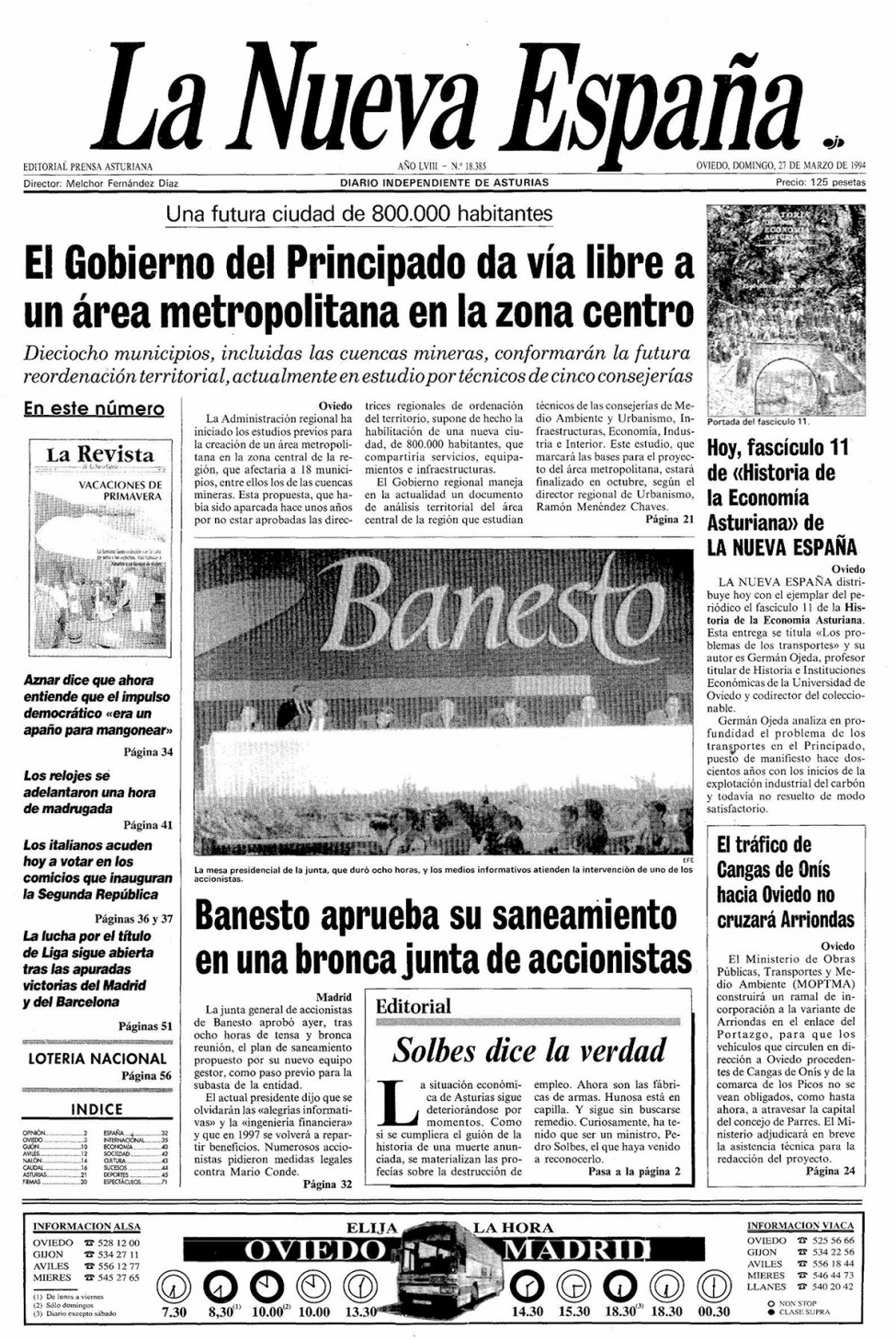Portada del Domingo, 27 de Marzo de 1994