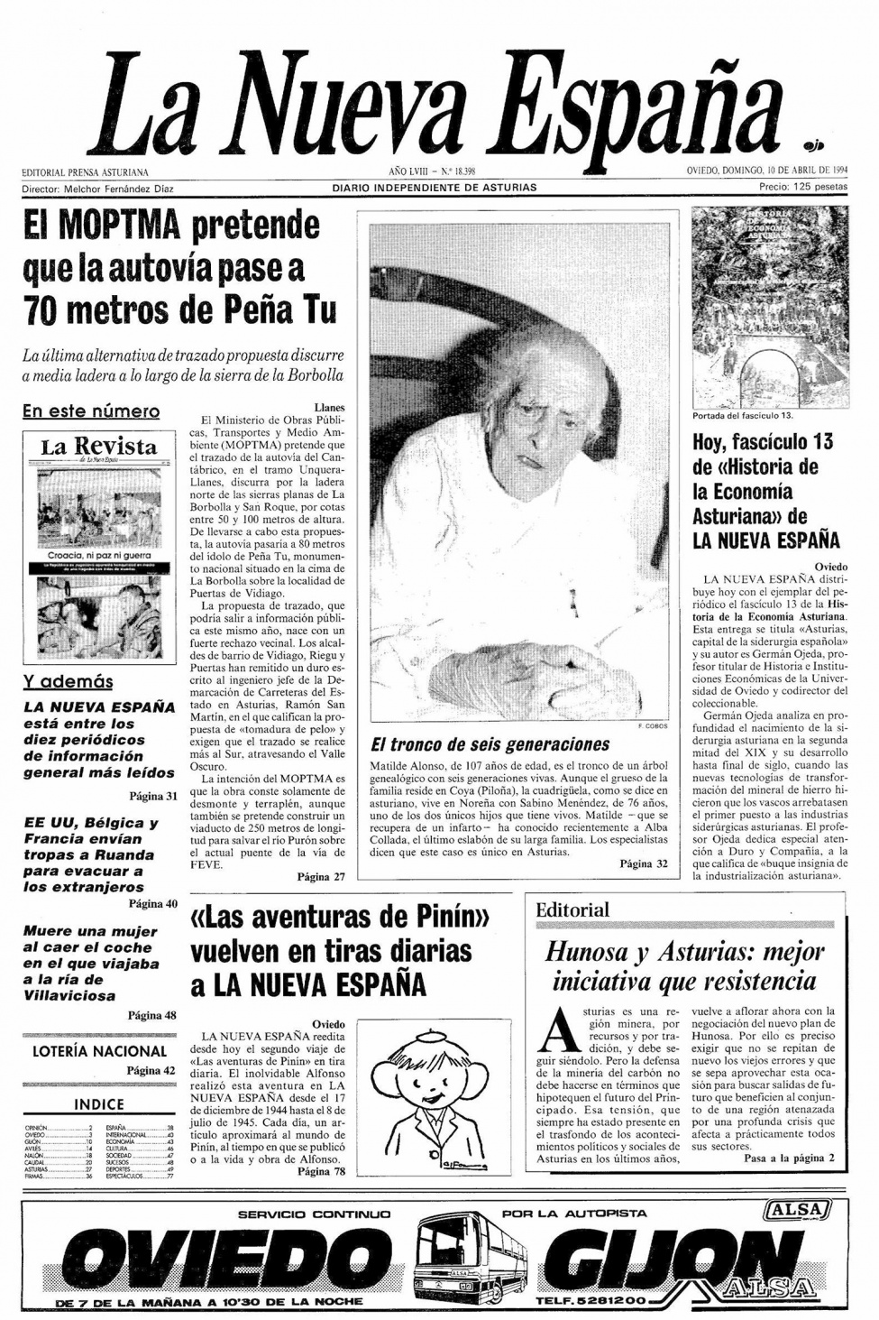 Portada del Domingo, 10 de Abril de 1994