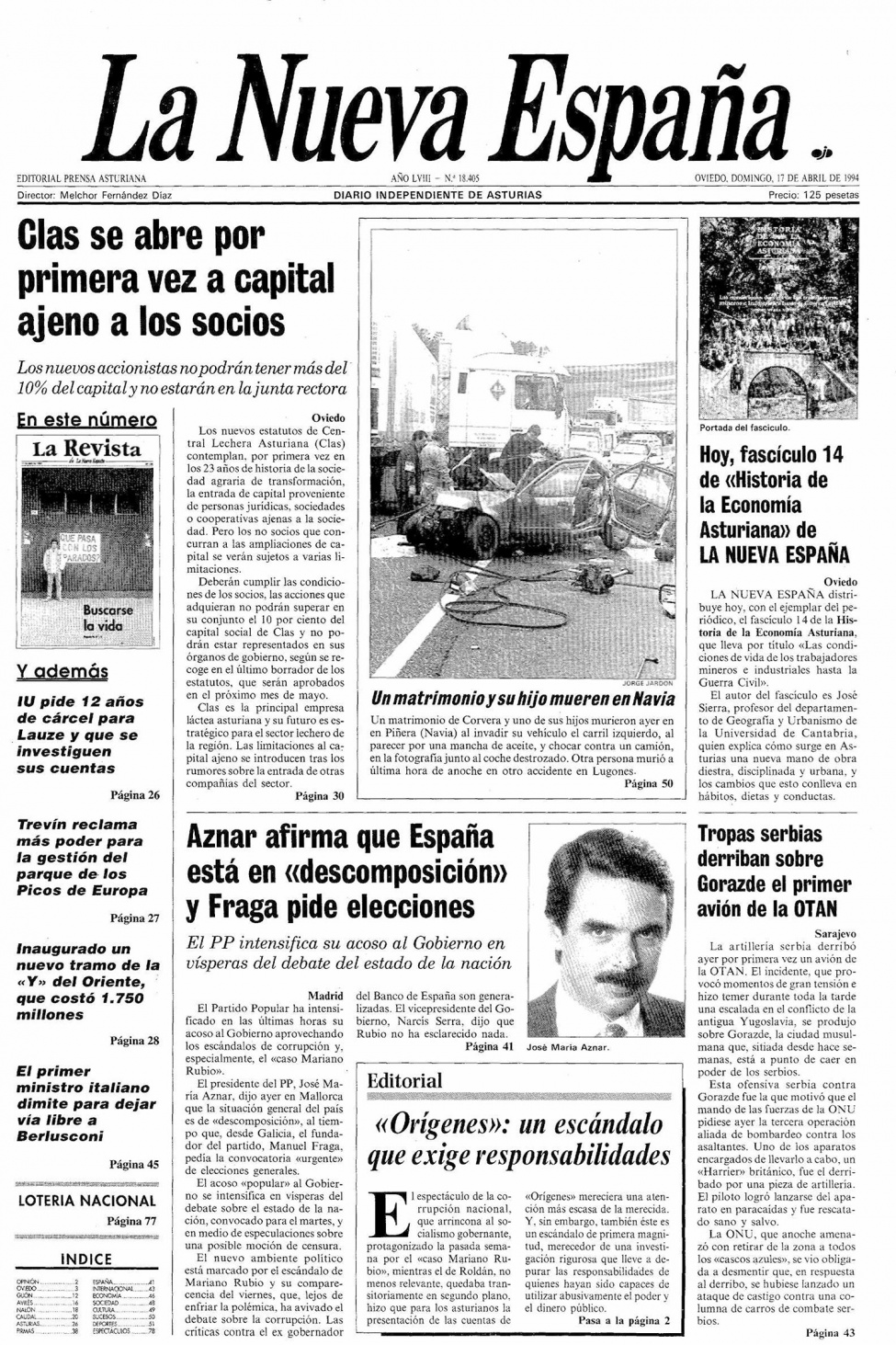 Portada del Domingo, 17 de Abril de 1994