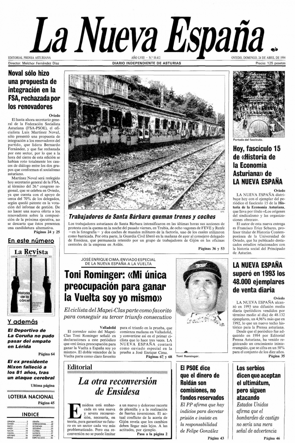 Portada del Domingo, 24 de Abril de 1994