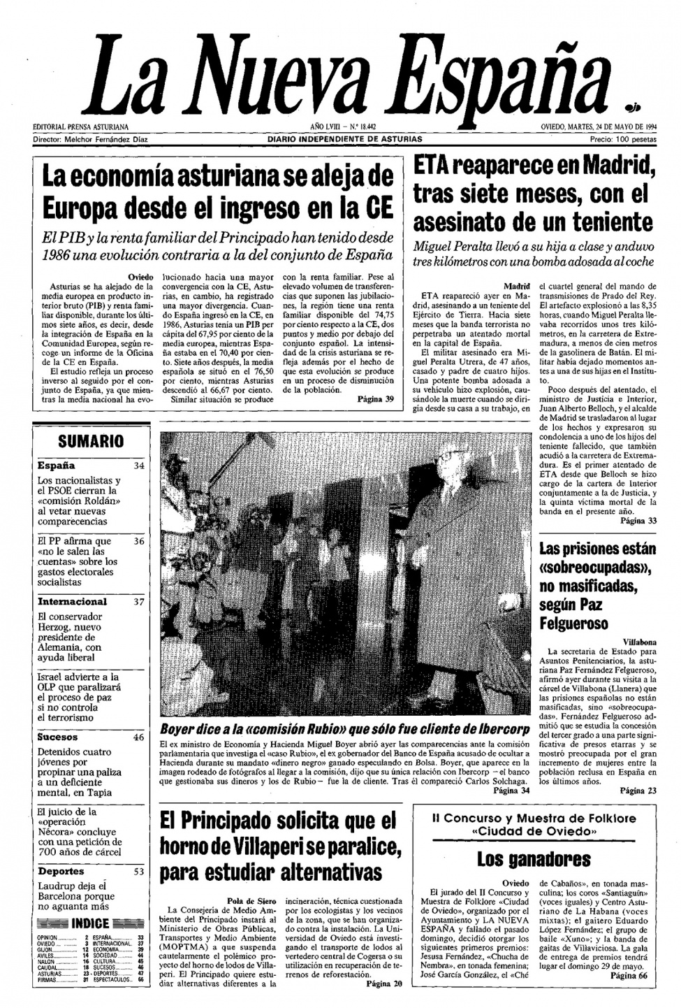 Portada del Martes, 24 de Mayo de 1994