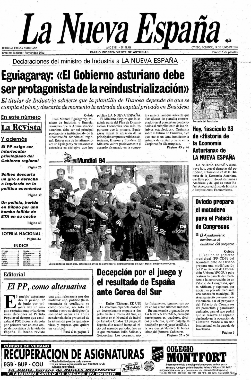 Portada del Domingo, 19 de Junio de 1994