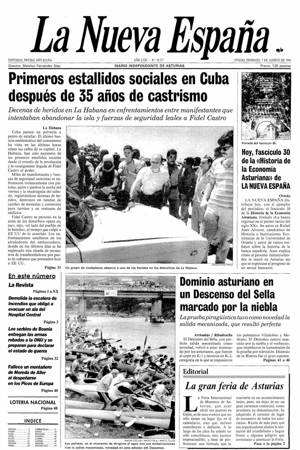 Portada del Domingo, 7 de Agosto de 1994