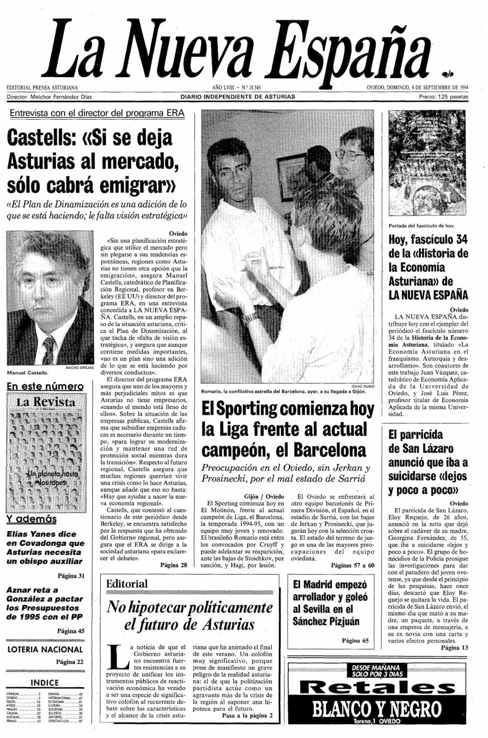 Portada del Domingo, 4 de Septiembre de 1994