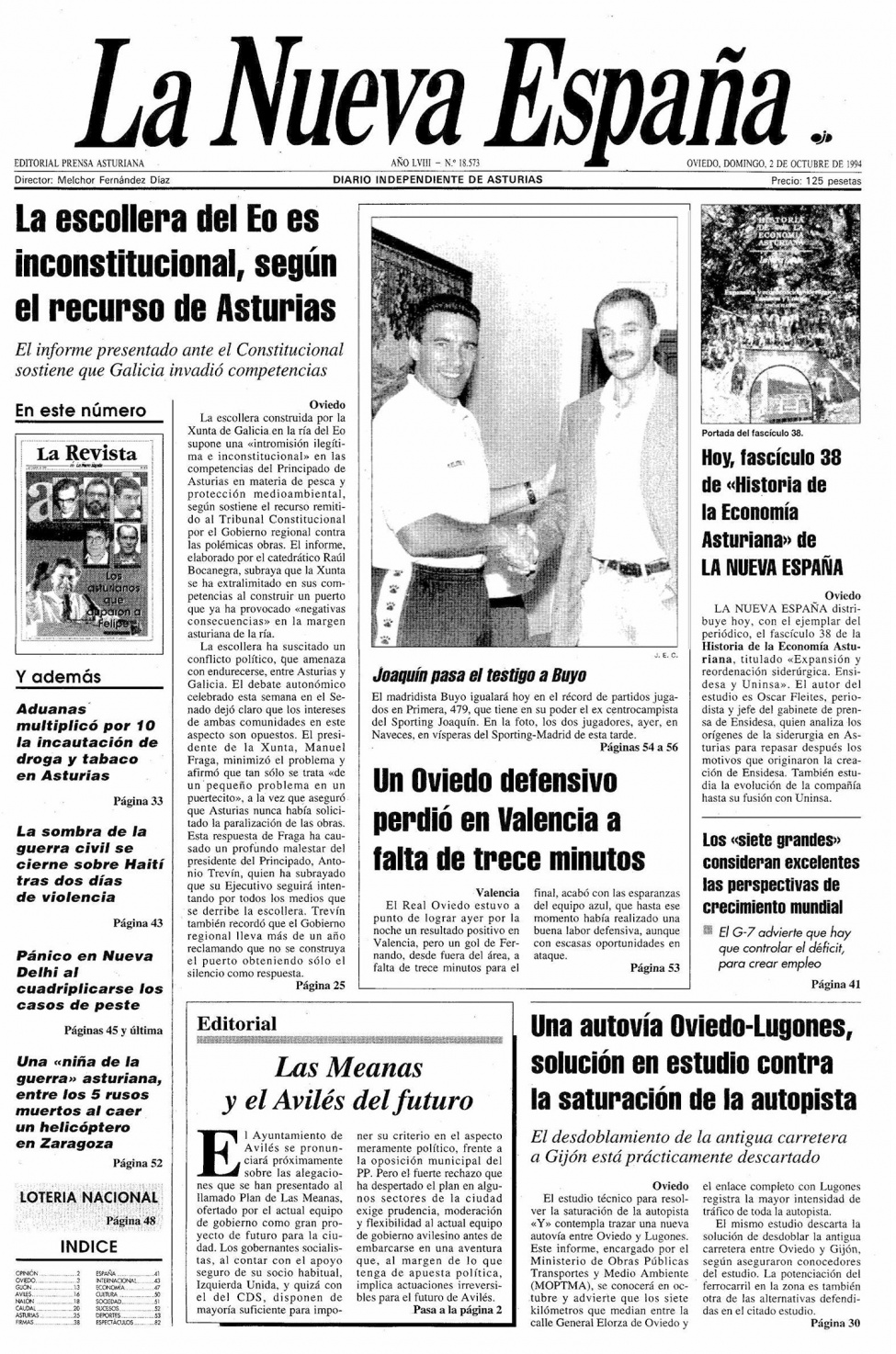 Portada del Domingo, 2 de Octubre de 1994