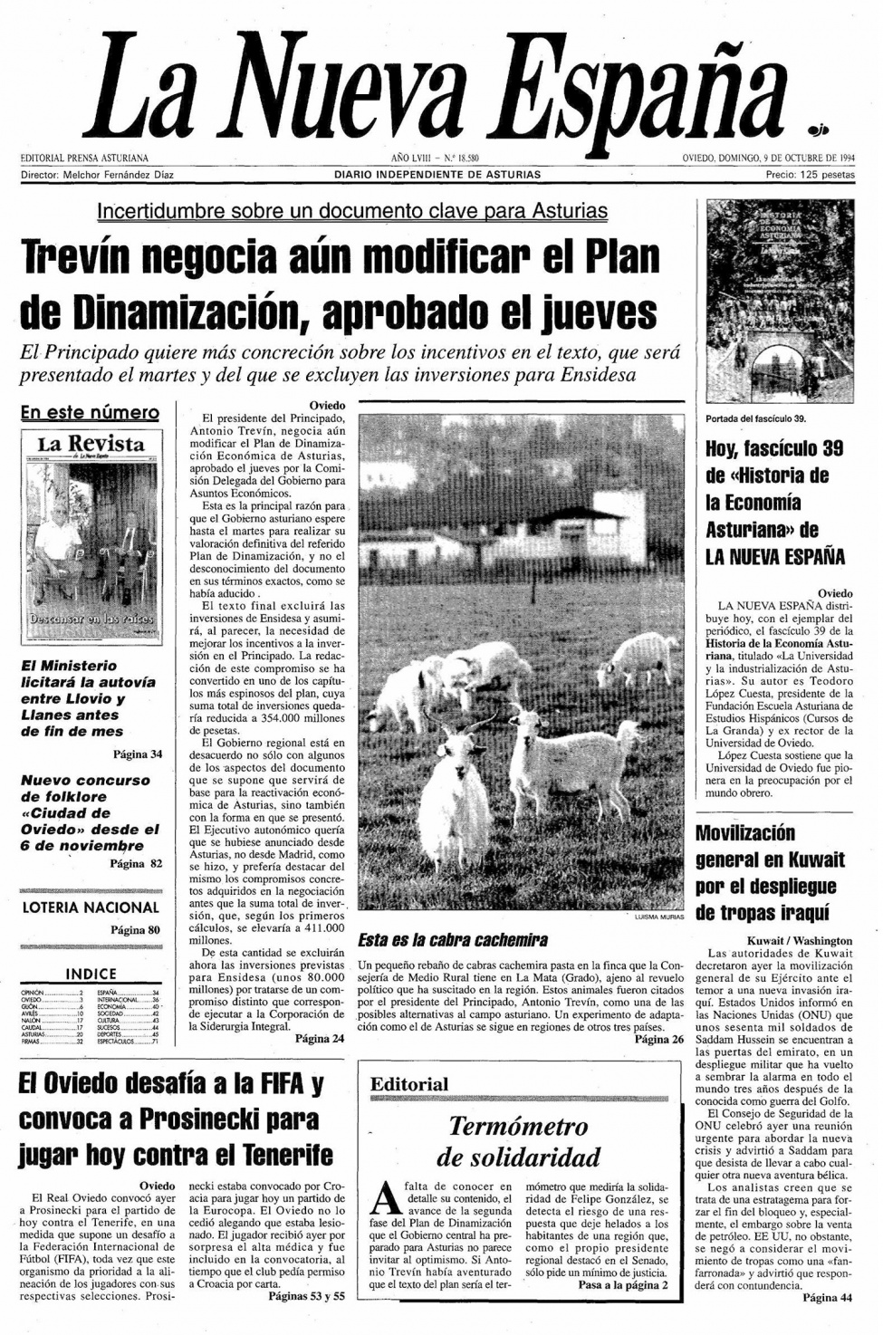 Portada del Domingo, 9 de Octubre de 1994