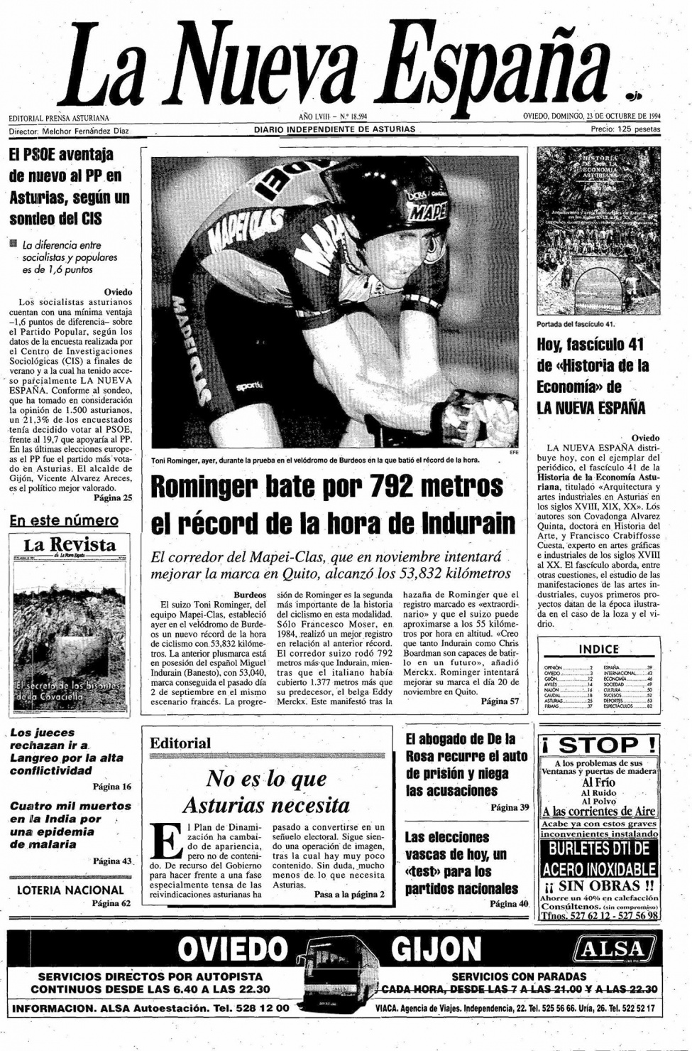 Portada del Domingo, 23 de Octubre de 1994