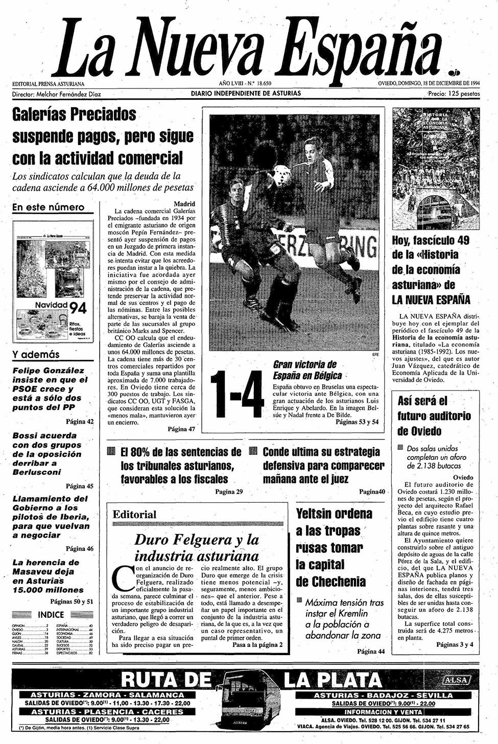 Portada del Domingo, 18 de Diciembre de 1994