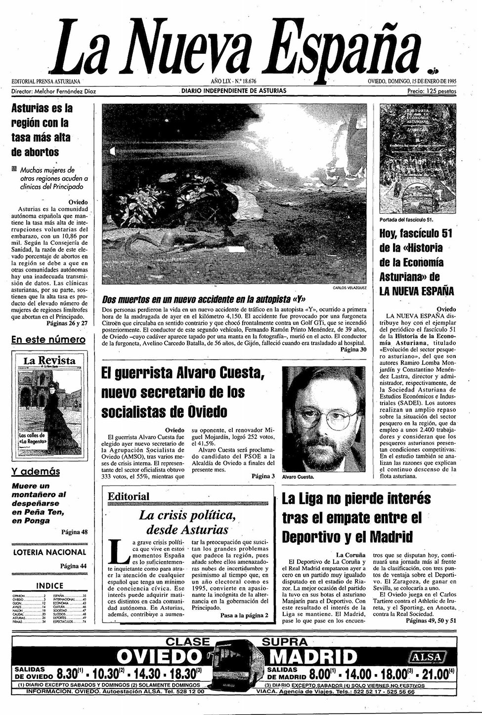 Portada del Domingo, 15 de Enero de 1995