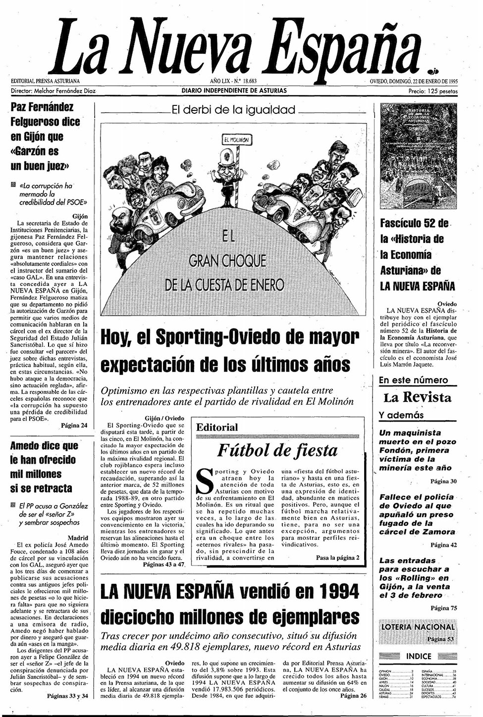Portada del Domingo, 22 de Enero de 1995
