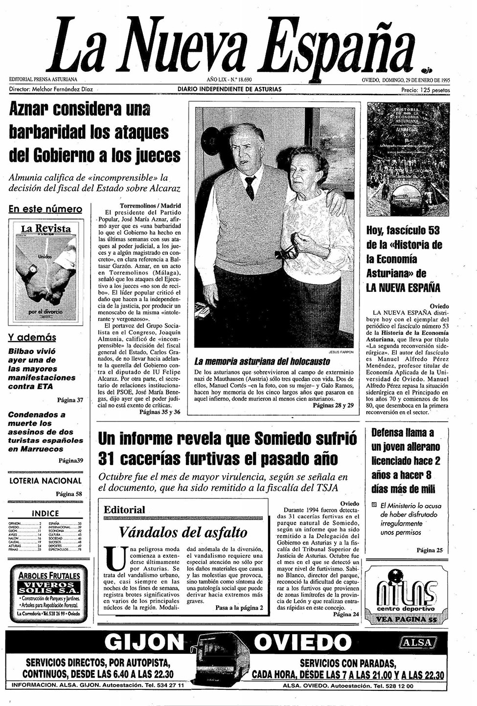 Portada del Domingo, 29 de Enero de 1995