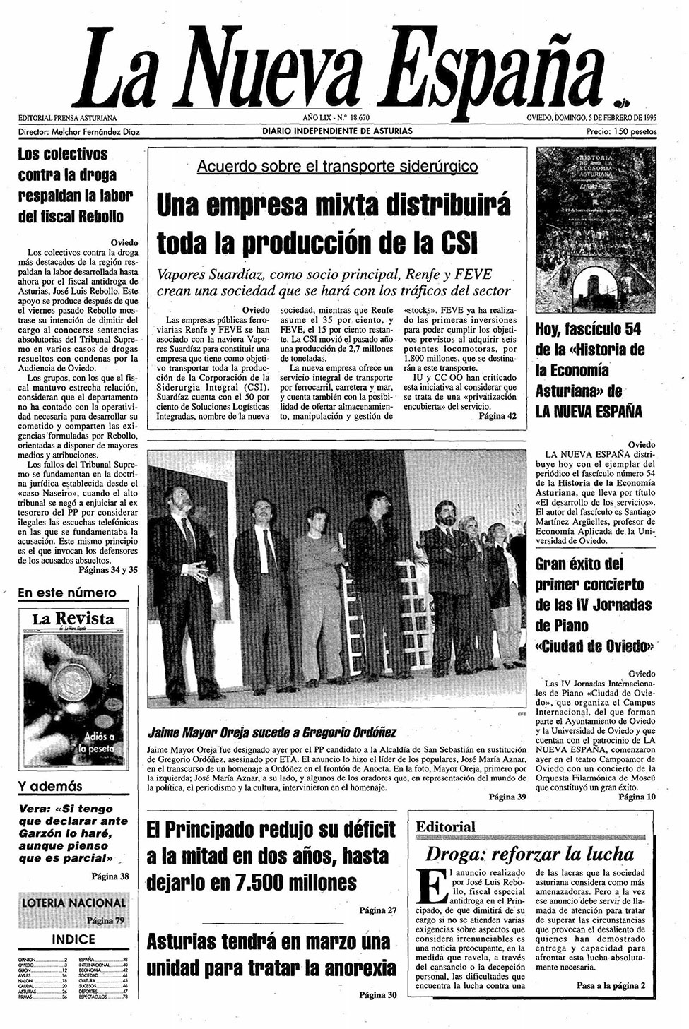 Portada del Domingo, 5 de Febrero de 1995