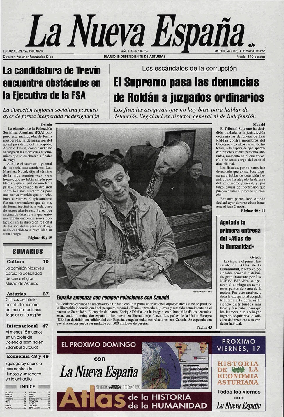 Portada del Martes, 14 de Marzo de 1995