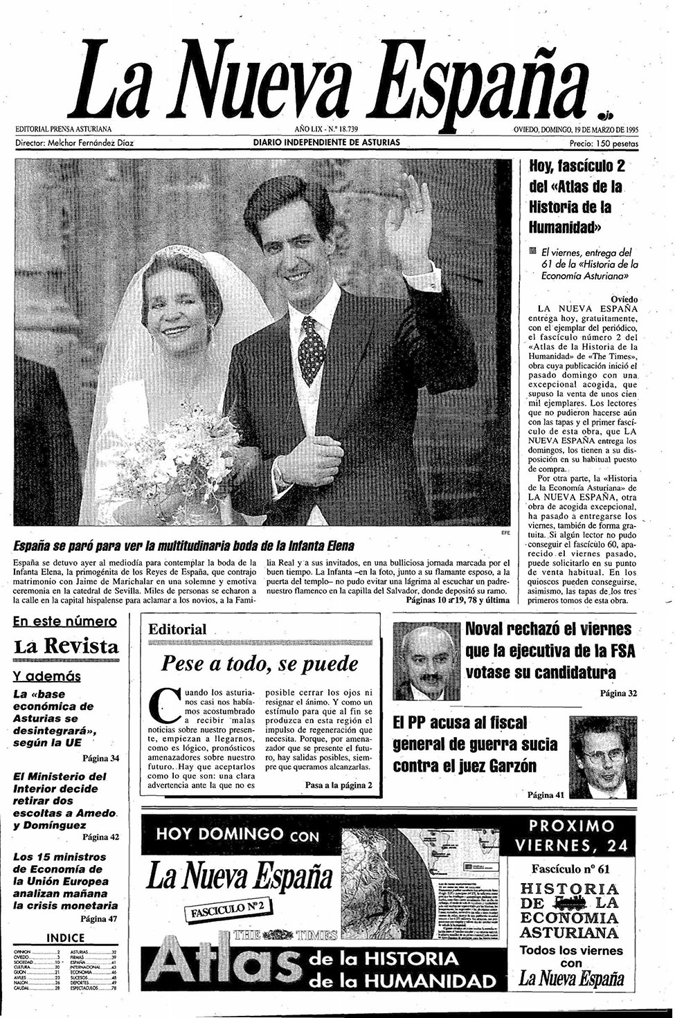 Portada del Domingo, 19 de Marzo de 1995