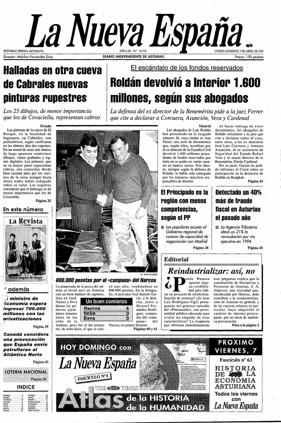 Portada del Domingo, 2 de Abril de 1995