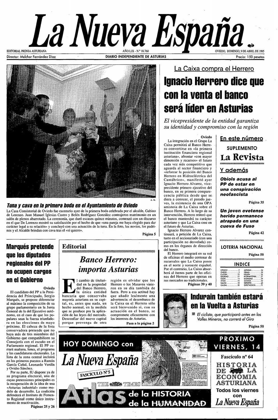 Portada del Domingo, 9 de Abril de 1995
